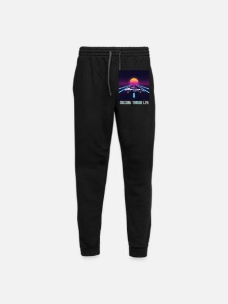 Cruising Through Life Retro Car & Sunset T-shirt - Unisex Joggers - black/asphalt - Front