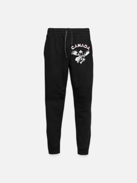 Canadian Moose with Maple Leaf Emblem - Unisex Joggers - black/asphalt - Front