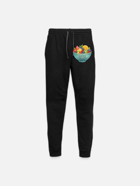 Vivid Fruit Bowl Watercolor Mandala Restaurant - Unisex Joggers - black/asphalt - Front