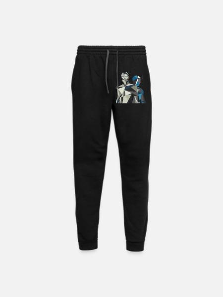 Geometric Duo in Faceted Gray-Blue - Unisex Joggers - black/asphalt - Front
