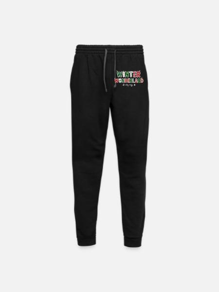 "Winter Wonderland" Festive Holiday Typography Art - Unisex Joggers - black/asphalt - Front