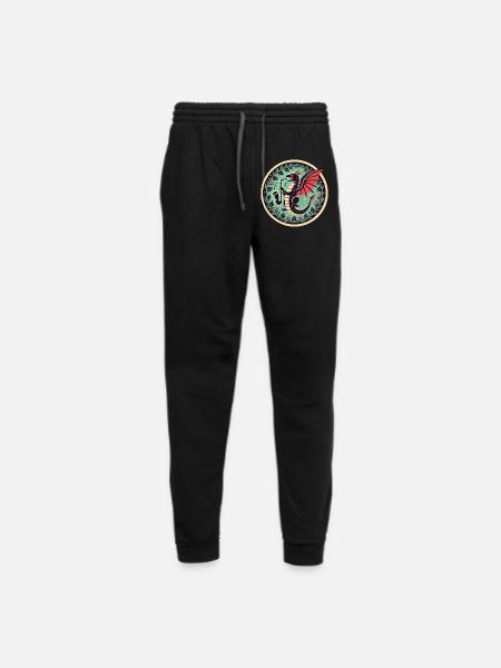 Whimsical Dragon Sax Circle Design - Unisex Joggers - black/asphalt - Front