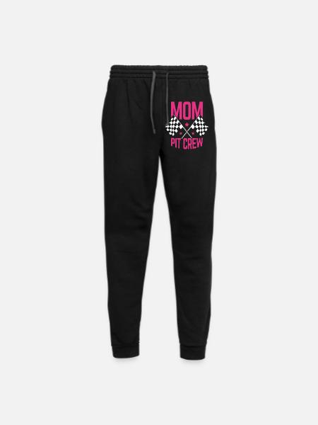 Mom Pit Crew Racing Checker Flags - Unisex Joggers - black/asphalt - Front
