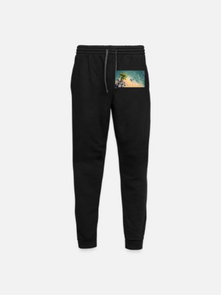 Tropical Palm Beach Cliff - Unisex Joggers - black/asphalt - Front