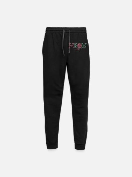 Whimsical Meow Yarn Ball Cat Lover Graphic Tee - Unisex Joggers - black/asphalt - Front