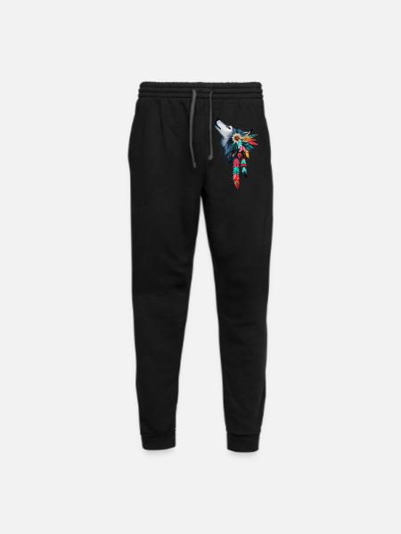 Howling Wolf Native American Style Design - Unisex Joggers - black/asphalt - Front