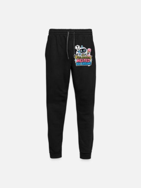Cute Robot Full Battery Melted Ice Cream Funny - Unisex Joggers - black/asphalt - Front