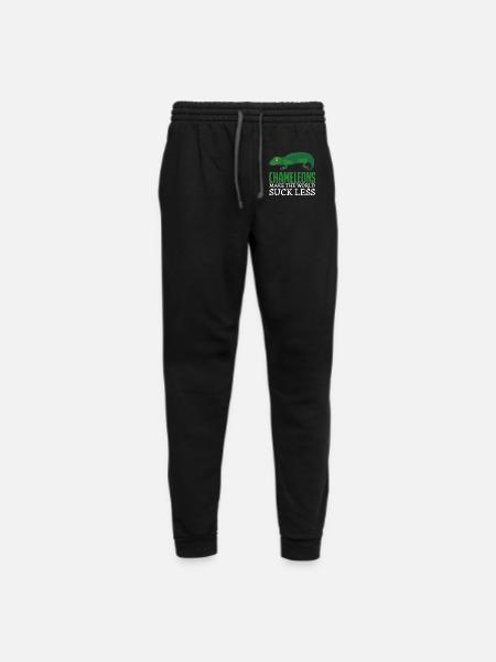 Chameleon Joke Lizard Lizards Reptile Chameleons - Unisex Joggers - black/asphalt - Front