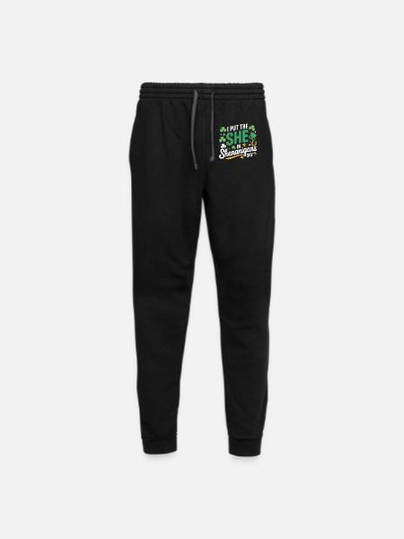 Irish Clover Shenanigans Lucky Charm Womens Comfy - Unisex Joggers - black/asphalt - Front
