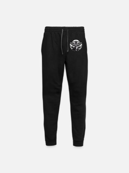 Mountains with a mountaineer on the summit - Unisex Joggers - black/asphalt - Front