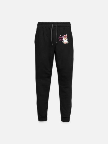 Funny Grandma Llama Boho Flowers Pink Heart - Unisex Joggers - black/asphalt - Front