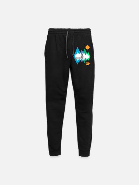 GEOMETRIC MOUNTAIN WITH MOUNTAIN BIKER - Unisex Joggers - black/asphalt - Front