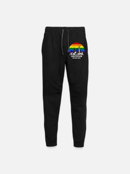 Amsterdam Skyline Rainbow Illustration - Unisex Joggers - black/asphalt