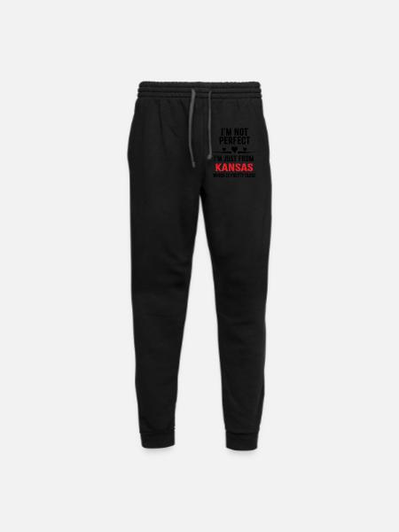 i'm not perfect i'm just from KANSAS - Unisex Joggers - black/asphalt - Front