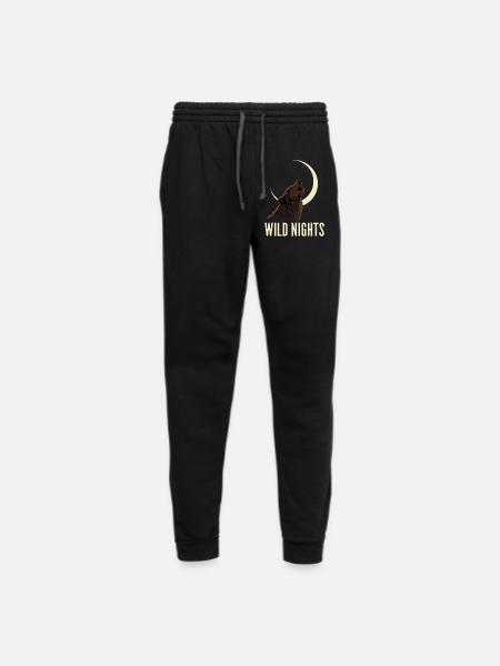 Luminous Wolf Howling Moon Design - Unisex Joggers - black/asphalt - Front