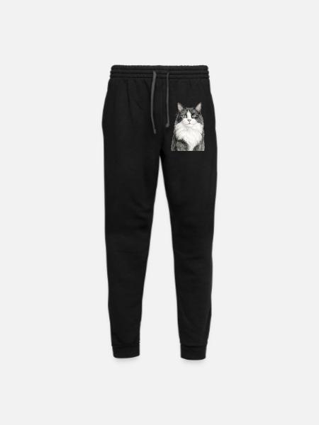 Black and White Tuxedo Cat Watercolor Portrait | R - Unisex Joggers - black/asphalt - Front