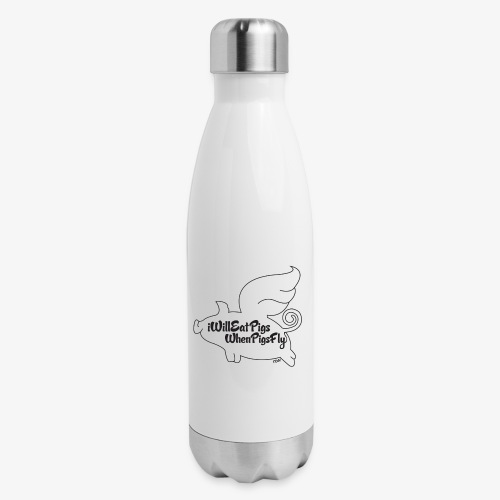 WhenPigsFly - Black - 17 oz Insulated Stainless Steel Water Bottle