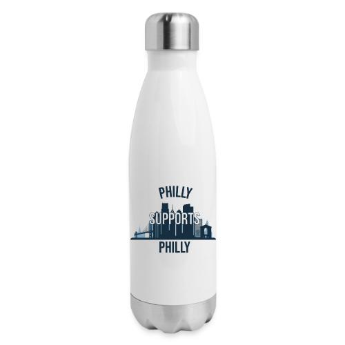 Philly Supports Philly skyline blue transparentbg - 17 oz Insulated Stainless Steel Water Bottle