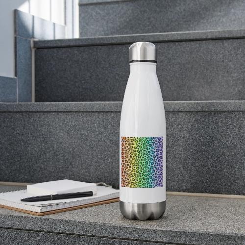 Rainbow color leopard pattern - 17 oz Insulated Stainless Steel Water Bottle