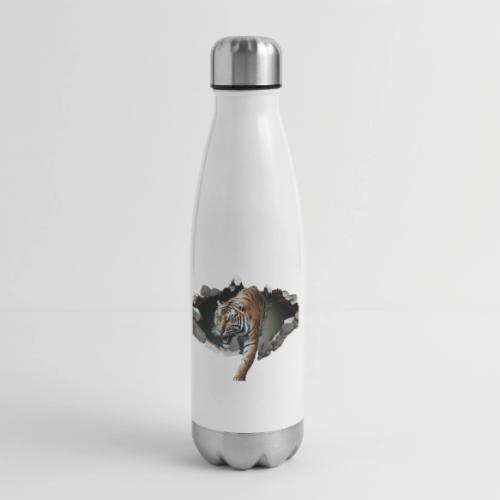 Fashion Design Tiger Coming Out, Wild Feline Tiger - 17 oz Insulated Stainless Steel Water Bottle