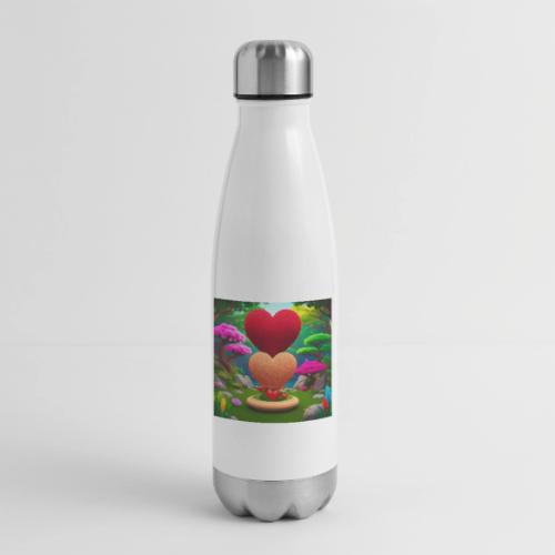 Double Heart, fantasy, nature and fantasy - 17 oz Insulated Stainless Steel Water Bottle