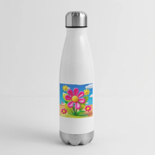 Pink Floral Peace | Sky & Nature Design - 17 oz Insulated Stainless Steel Water Bottle