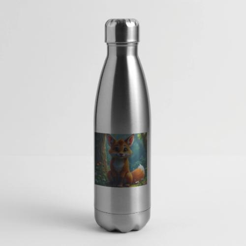 Magical fantasy fox in enchanted forest scene - 17 oz Insulated Stainless Steel Water Bottle