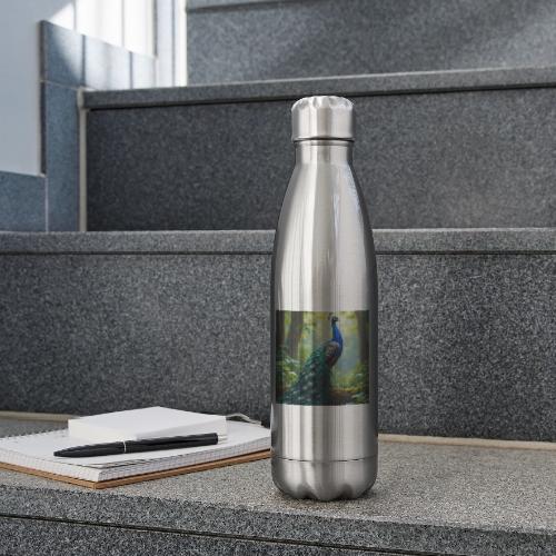 Majestic Peacock in Enchanted Forest - 17 oz Insulated Stainless Steel Water Bottle