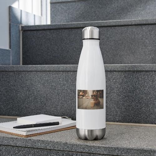 Funny Dachshund Iced Coffee Lover Tee - 17 oz Insulated Stainless Steel Water Bottle