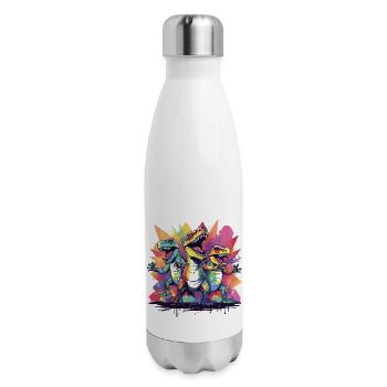Dino Dance Party - 17 oz Insulated Stainless Steel Water Bottle - white - Right