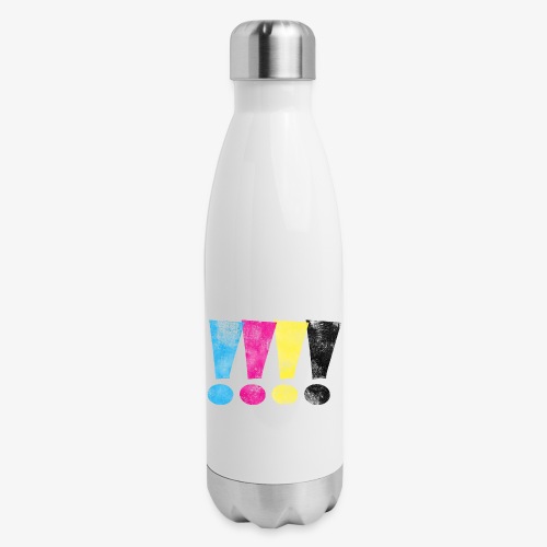 Distressed CMYK Exclamation Points - 17 oz Insulated Stainless Steel Water Bottle