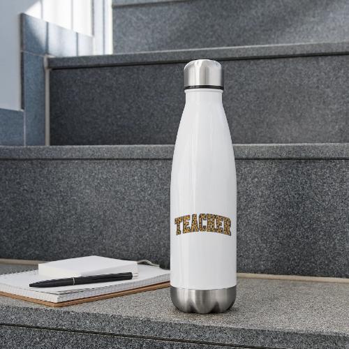 Leopard Print Teacher Typography - 17 oz Insulated Stainless Steel Water Bottle