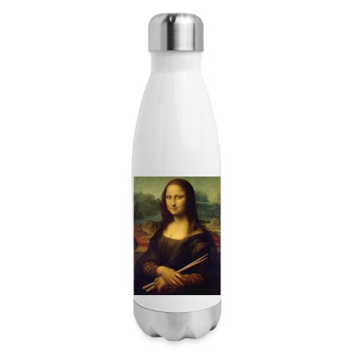 The Mona Lisa Holding Drum Sticks Funny Drummer - 17 oz Insulated Stainless Steel Water Bottle