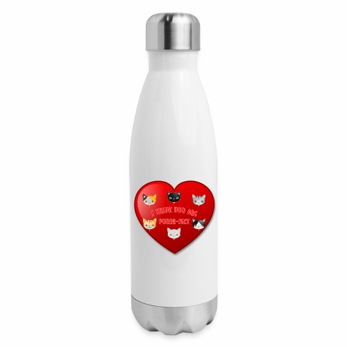 St Valentine Day Purr-fect Heart Alley Cat Pet Pun - Insulated Stainless Steel Water Bottle