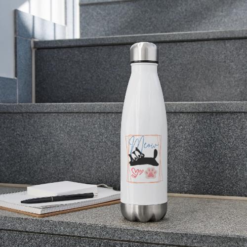 Meow Cat Paw Cute Kitty Lover Design - 17 oz Insulated Stainless Steel Water Bottle