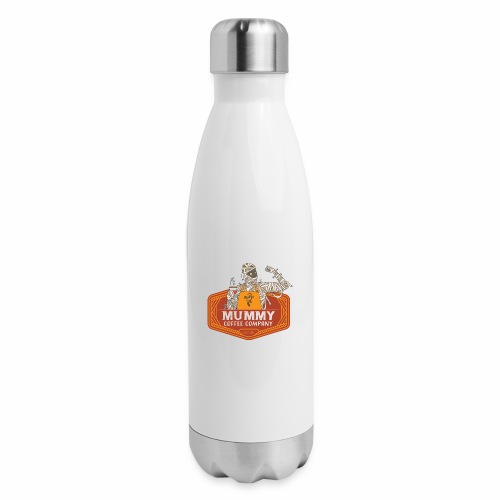 Mummy Coffee Co Logo with The Medjai Label on Back - 17 oz Insulated Stainless Steel Water Bottle