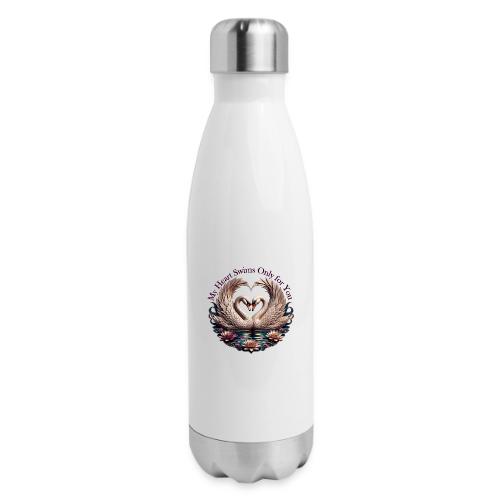 My Heart Swims Only for You Swan Heart T-Shirt - 17 oz Insulated Stainless Steel Water Bottle