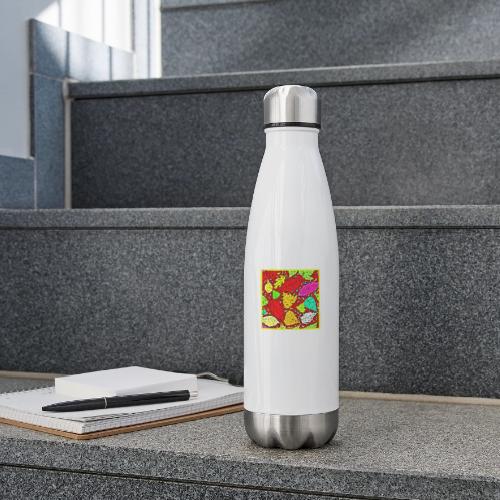 Rainbow Leaves Vibrant Pattern - 17 oz Insulated Stainless Steel Water Bottle