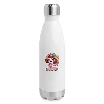 Girl wearing pink color dress - 17 oz Insulated Stainless Steel Water Bottle - white - Right