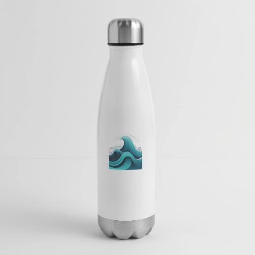 Dynamic Ocean Wave Illustration - 17 oz Insulated Stainless Steel Water Bottle