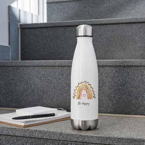 Be happy - 17 oz Insulated Stainless Steel Water Bottle