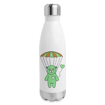 Teddy Bear - The Green Skydiver - 17 oz Insulated Stainless Steel Water Bottle - white - Right