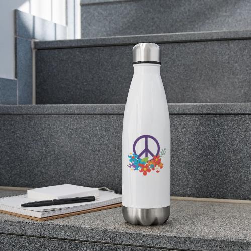 Hippie Peace Design avec des fleurs - Bouteille isotherme en inox