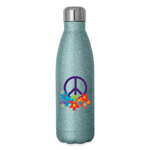 Hippie Peace Design With Flowers - Insulated Stainless Steel Water Bottle