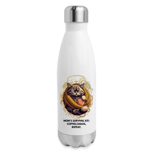 Powered by Sarcasm Cat Tee - 17 oz Insulated Stainless Steel Water Bottle