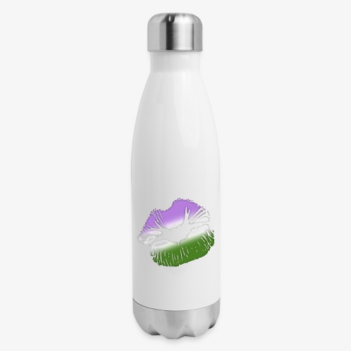 Genderqueer Pride Big Kissing Lips - Insulated Stainless Steel Water Bottle