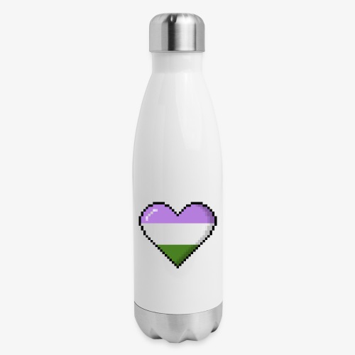 Genderqueer Pride 8Bit Pixel Heart - Insulated Stainless Steel Water Bottle