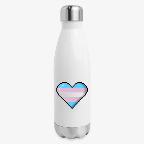 Transgender Pride 8Bit Pixel Heart - Insulated Stainless Steel Water Bottle