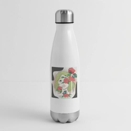 Girl with Rose Vine - 17 oz Insulated Stainless Steel Water Bottle