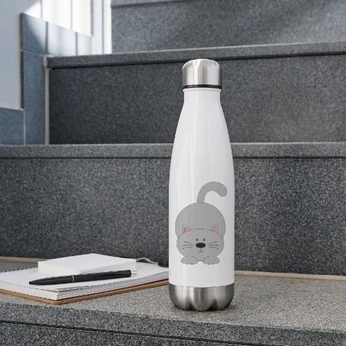 Lovely Grey Kitty - Soft Cozy Newborn Gift - 17 oz Insulated Stainless Steel Water Bottle